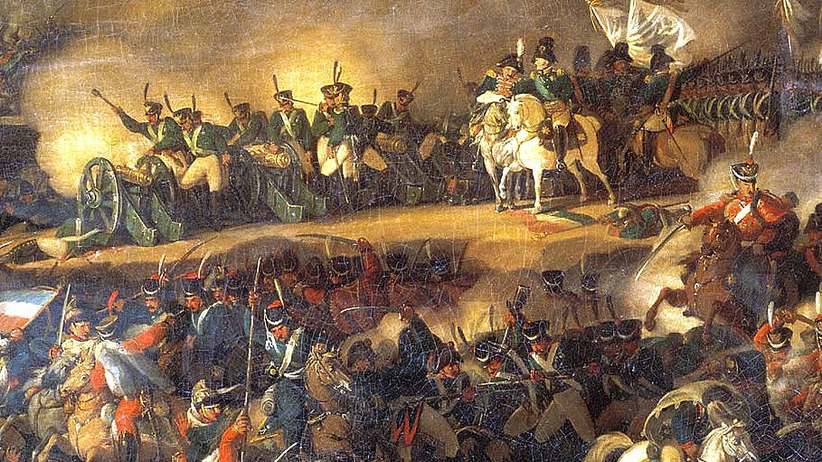 Völkerschlacht bei Leipzig (Gemälde von Wladimir Moschkow, 1815), gemeinfrei Verlinkung zu Napoleon und preußisch-österreichischer Dualismus